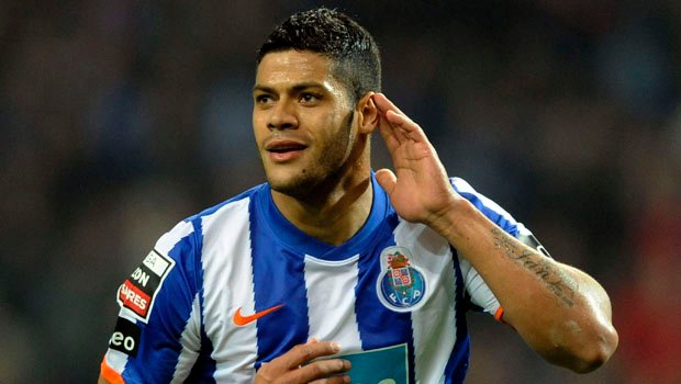 Porto's Hulk celebrates his goal against Maritimo during their Portuguese Premier League soccer match at Dragon stadium in Porto "Ouvi Real Madrid?"