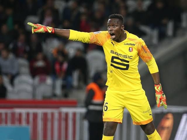 Edouard Mendy atuando com o Rennes