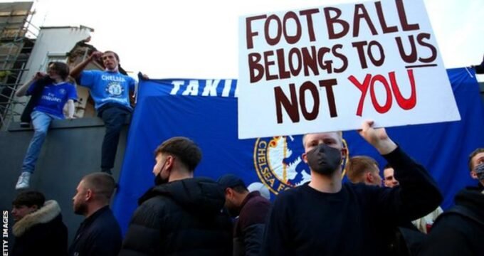 Torcida dos Blues protesta contra a Super Liga em 2021